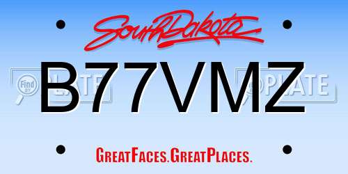 B77VMZ South Dakota License Plate
