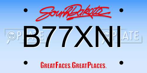 B77XNI South Dakota License Plate