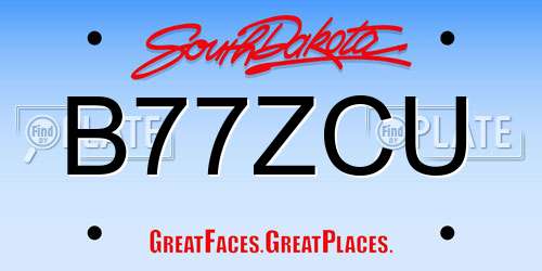 B77ZCU South Dakota License Plate