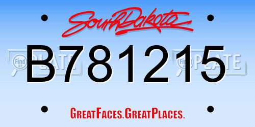 B781215 South Dakota License Plate