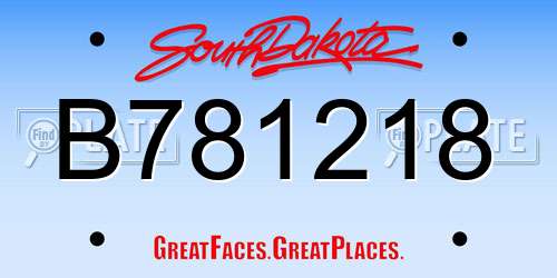 B781218 South Dakota License Plate