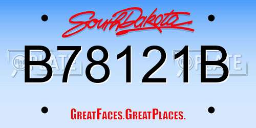B78121B South Dakota License Plate
