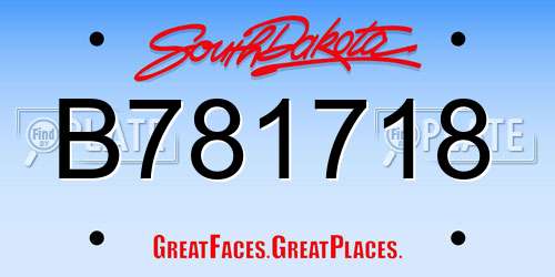 B781718 South Dakota License Plate