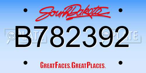 B782392 South Dakota License Plate