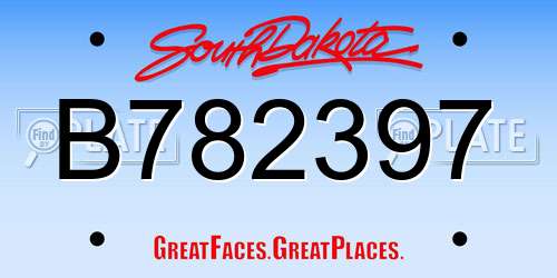 B782397 South Dakota License Plate