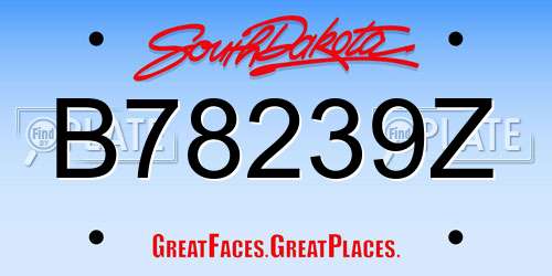 B78239Z South Dakota License Plate