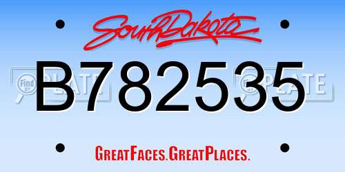 B782535 South Dakota License Plate