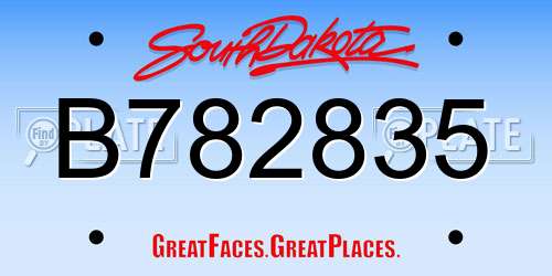 B782835 South Dakota License Plate