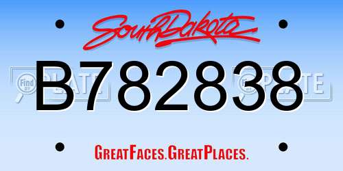 B782838 South Dakota License Plate