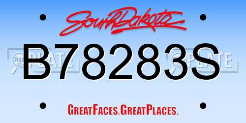B78283S South Dakota License Plate