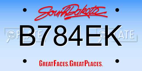 B784EK South Dakota License Plate