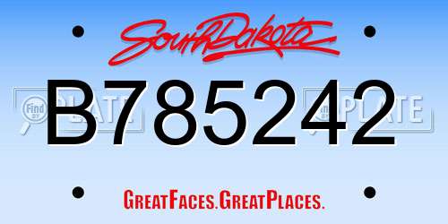 B785242 South Dakota License Plate