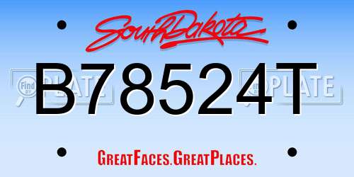 B78524T South Dakota License Plate