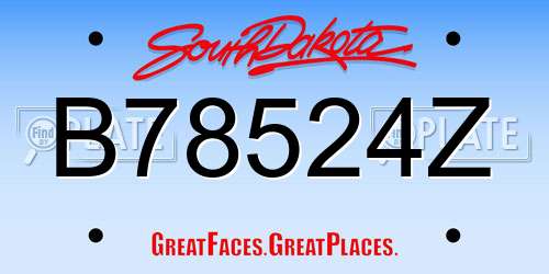B78524Z South Dakota License Plate