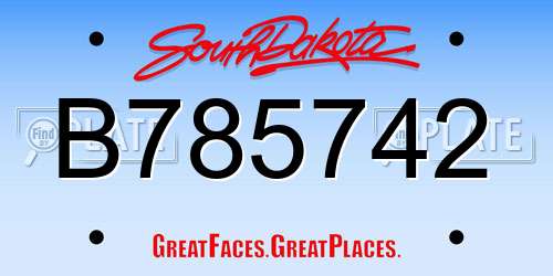 B785742 South Dakota License Plate