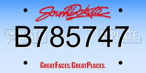 B785747 South Dakota License Plate