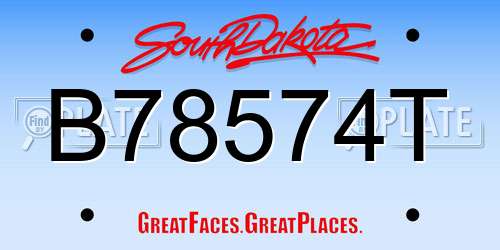 B78574T South Dakota License Plate