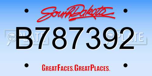 B787392 South Dakota License Plate