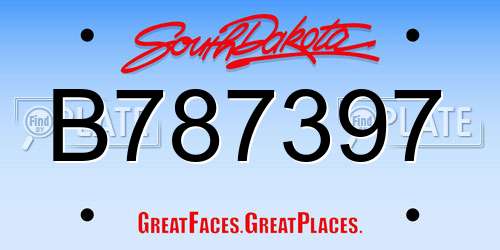 B787397 South Dakota License Plate