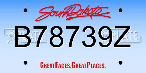 B78739Z South Dakota License Plate