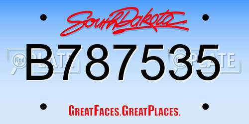 B787535 South Dakota License Plate