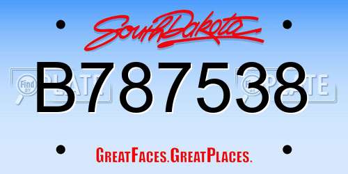 B787538 South Dakota License Plate