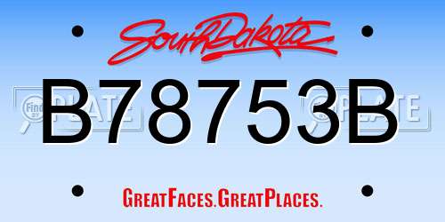 B78753B South Dakota License Plate
