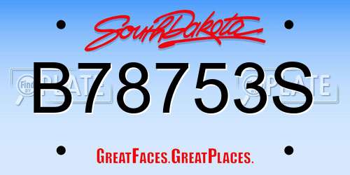 B78753S South Dakota License Plate