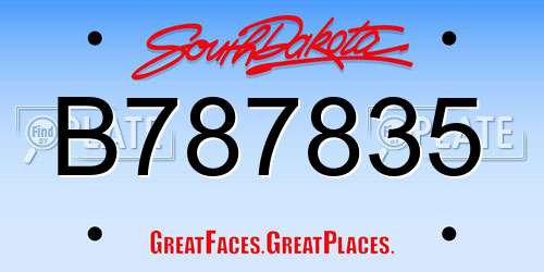 B787835 South Dakota License Plate