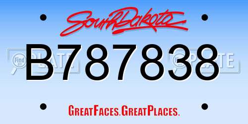 B787838 South Dakota License Plate
