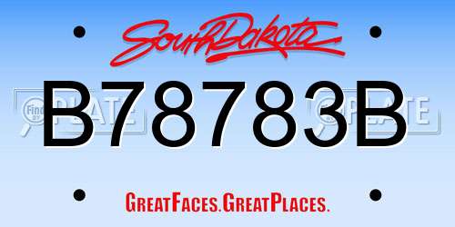 B78783B South Dakota License Plate
