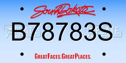 B78783S South Dakota License Plate