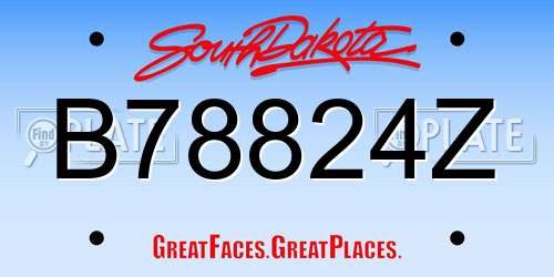 B78824Z South Dakota License Plate