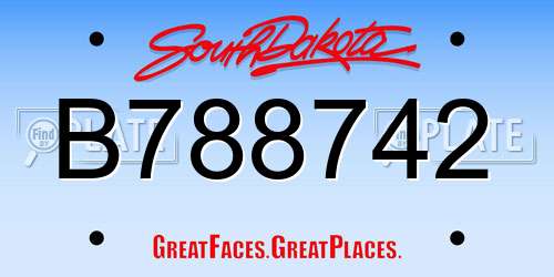 B788742 South Dakota License Plate