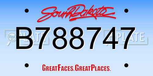 B788747 South Dakota License Plate