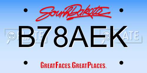 B78AEK South Dakota License Plate