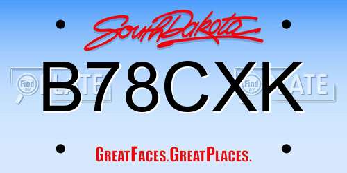 B78CXK South Dakota License Plate