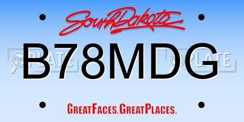 B78MDG South Dakota License Plate