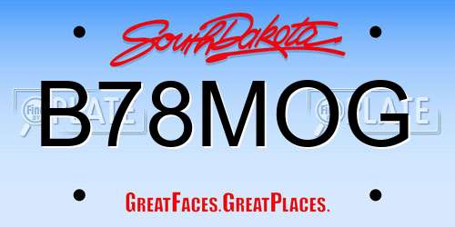 B78MOG South Dakota License Plate