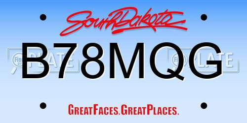 B78MQG South Dakota License Plate