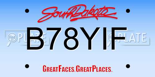 B78YIF South Dakota License Plate