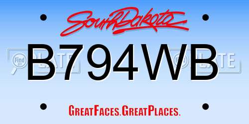 B794WB South Dakota License Plate