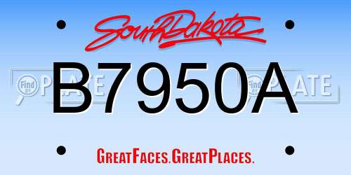 B7950A South Dakota License Plate