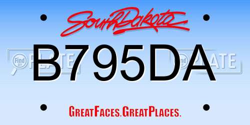B795DA South Dakota License Plate