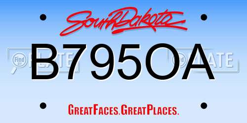 B795OA South Dakota License Plate
