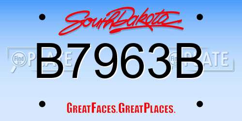 B7963B South Dakota License Plate