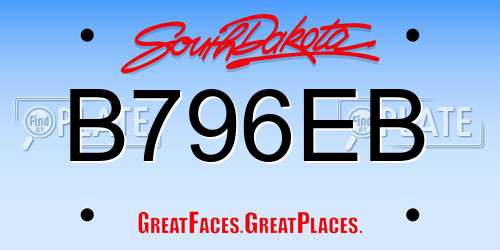B796EB South Dakota License Plate