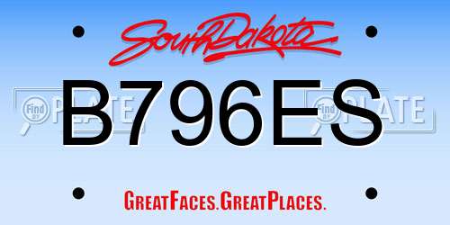 B796ES South Dakota License Plate