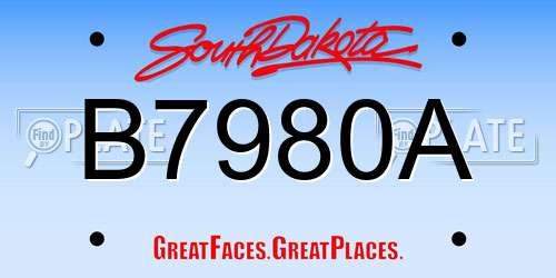 B7980A South Dakota License Plate