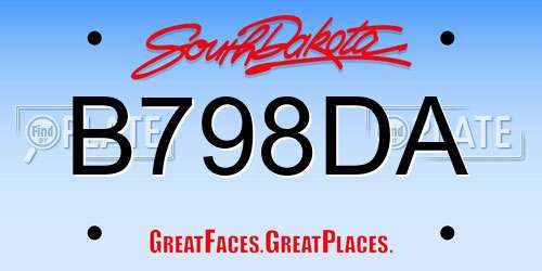 B798DA South Dakota License Plate